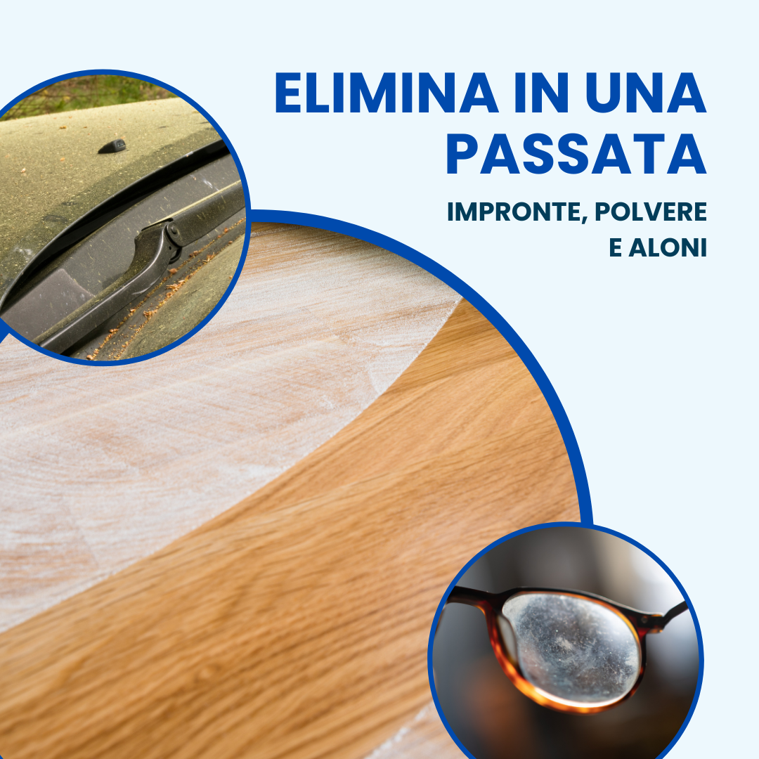 Scracchio, il Panno in microfibra per vetri e specchi, rende le pulizie semplici e veloci.