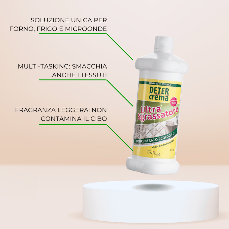Caratteristiche qualitative per utilizzo ottimale di Detercrema Ultrasgrassatore.