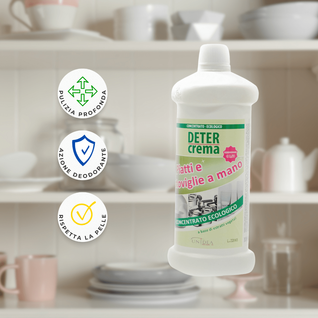 Tre principali benefits del Detercrema Stoviglie.