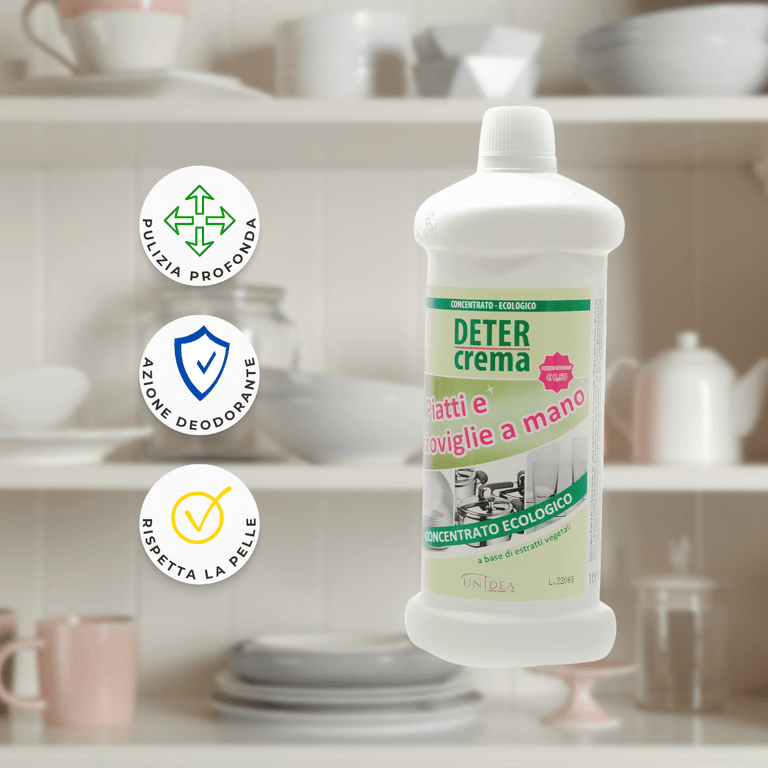 Tre principali benefits del Detercrema Stoviglie.